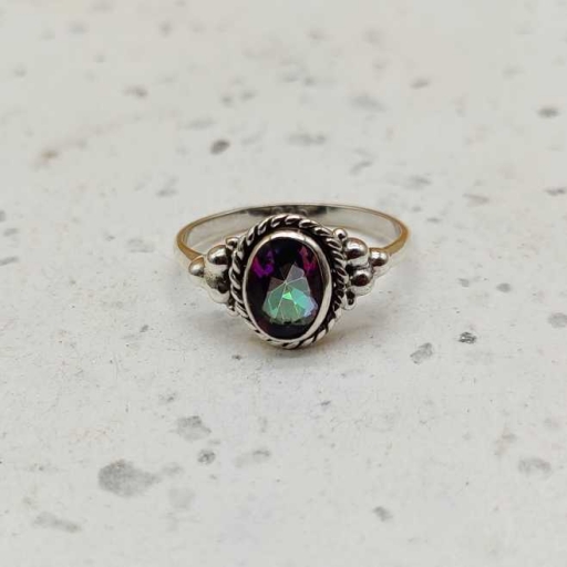 Handmade 925 Sterling Silver Mystic Topaz Gemstone Fine Dainty Ring