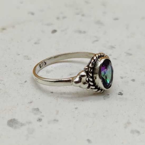 Handmade 925 Sterling Silver Mystic Topaz Gemstone Fine Dainty Ring