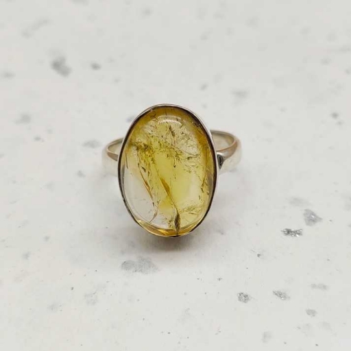 925 Sterling Silver Natural Citrine Gemstone Daily Wear Ring For Womens