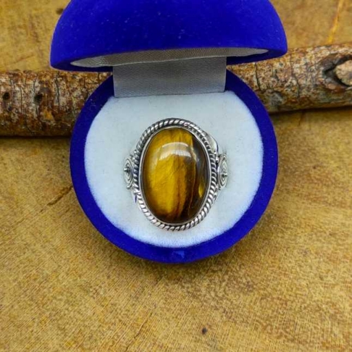 925 Sterling Silver Designer Tiger Eye Gemstone Ring For Her