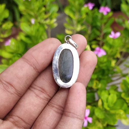 925 Sterling Silver Stunning Fine Silver Set Oval  Blue Labradorite Pendant For Her