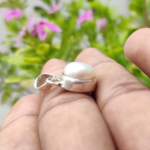 925 Sterling Silver Natural  Freshwater Dainty Silver Pearl  Pendant