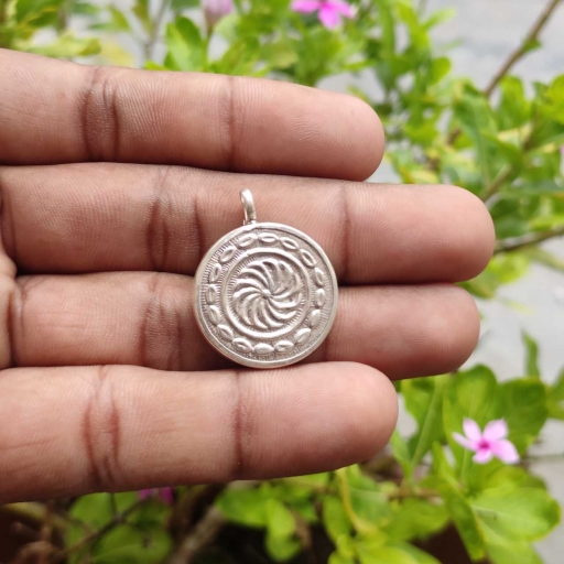 925 Sterling Silver Glass Framed Lord Shiva Mantra OHM Handpainted On Cloth Pendant