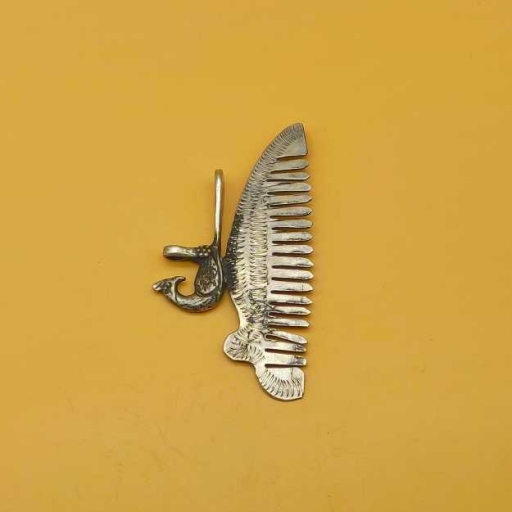 Vintage Bohemian Artisan Silver Tribal Peacock On Comb Design Pendant
