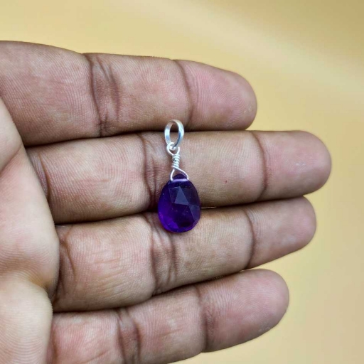 Faceted Amethyst Briolette Sterling Silver 925 Wire Wrapped Handmade Gift Item Pendant
