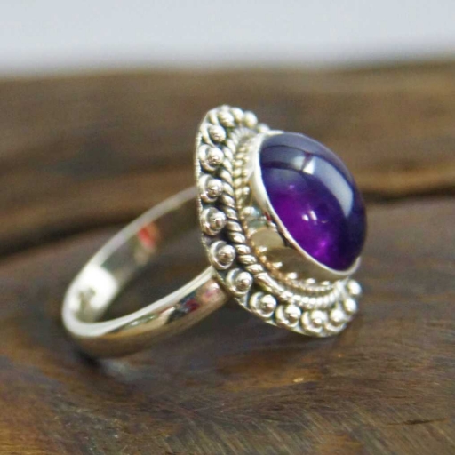 Purple Amethyst Gemstone Handmade 925 Sterling Silver Ring