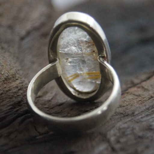 Oval Shape Rutilated Quartz Gemstone Handmade 925 Sterling Silver Ring