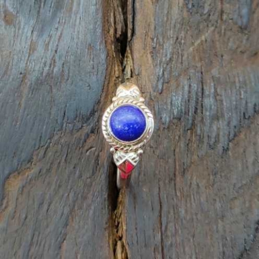 Round Shape Natural Lapis Lazuli Gemstone Handmade Bohemian Gift Item Ring