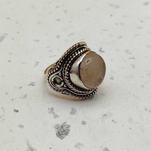 925 Sterling Silver Designer Rose Quartz Gemstone Handmade Ring