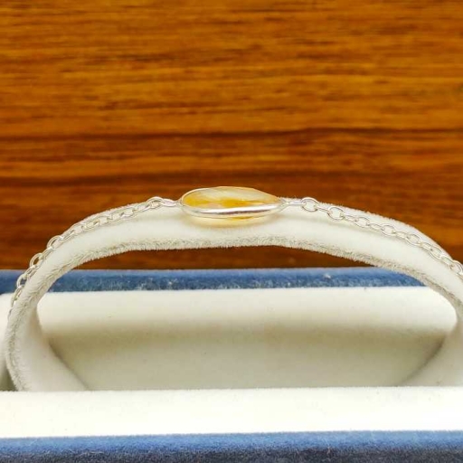 Faceted Citrine Gemstone 925 Sterling Silver Chain Bracelet