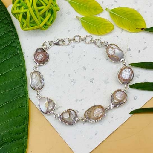 Freshwater Pearl 925 Sterling Silver Handmade Bezel Bracelet