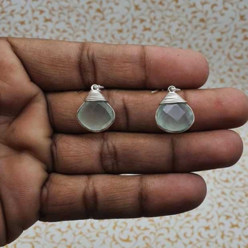 Green Amethyst Drop Shape Gemstone Handmade 925 Sterling Silver Wire Wrapped