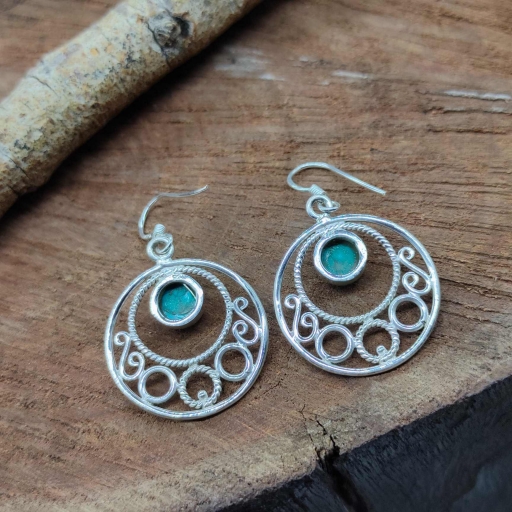 Turquoise Gemstone Heavy Design 925 Sterling Silver Earring For Her Gift