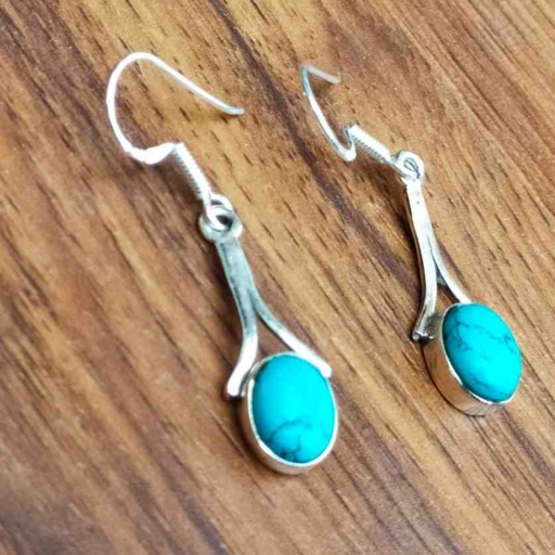 925 Sterling Silver Designer Turquoise Gemstone Earrings For Her