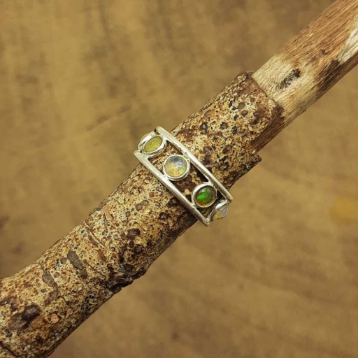 Cabochon Opal Gemstone 925 Sterling Silver Handmade Adjustable Band Ring