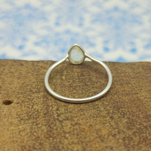 Teardrop Shape Moonstone Gemstone 925 Sterling Silver Handmade Bezel Ring