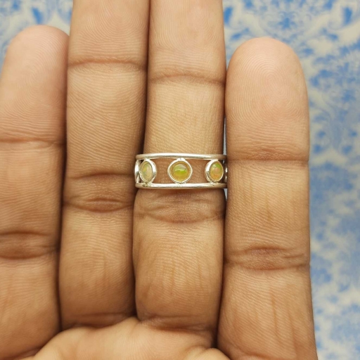925 Sterling Silver Opal Gemstone Handmade Women's Ring