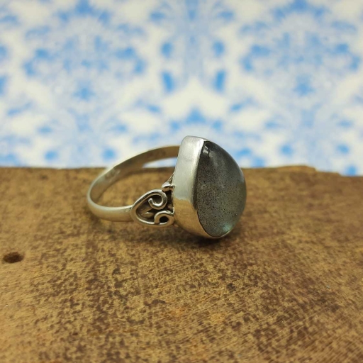 Teardrop Shape Labradorite Gemstone 925 Sterling Silver Designer Ring