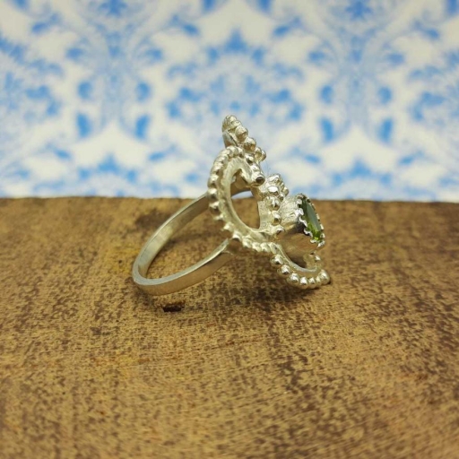 Peridot Gemstone Antique Designer 925 Sterling Silver Partywear Ring