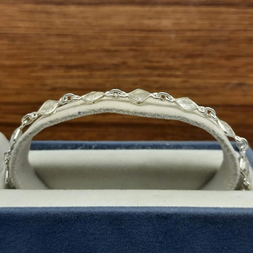 Faceted Crystal Quartz Gemstone Designer 925 Sterling Silver Simple Layering Bracelet