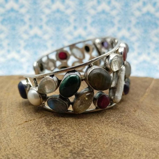 925 Sterling Silver Multi Stone Colorful & Hot Selling Bracelet