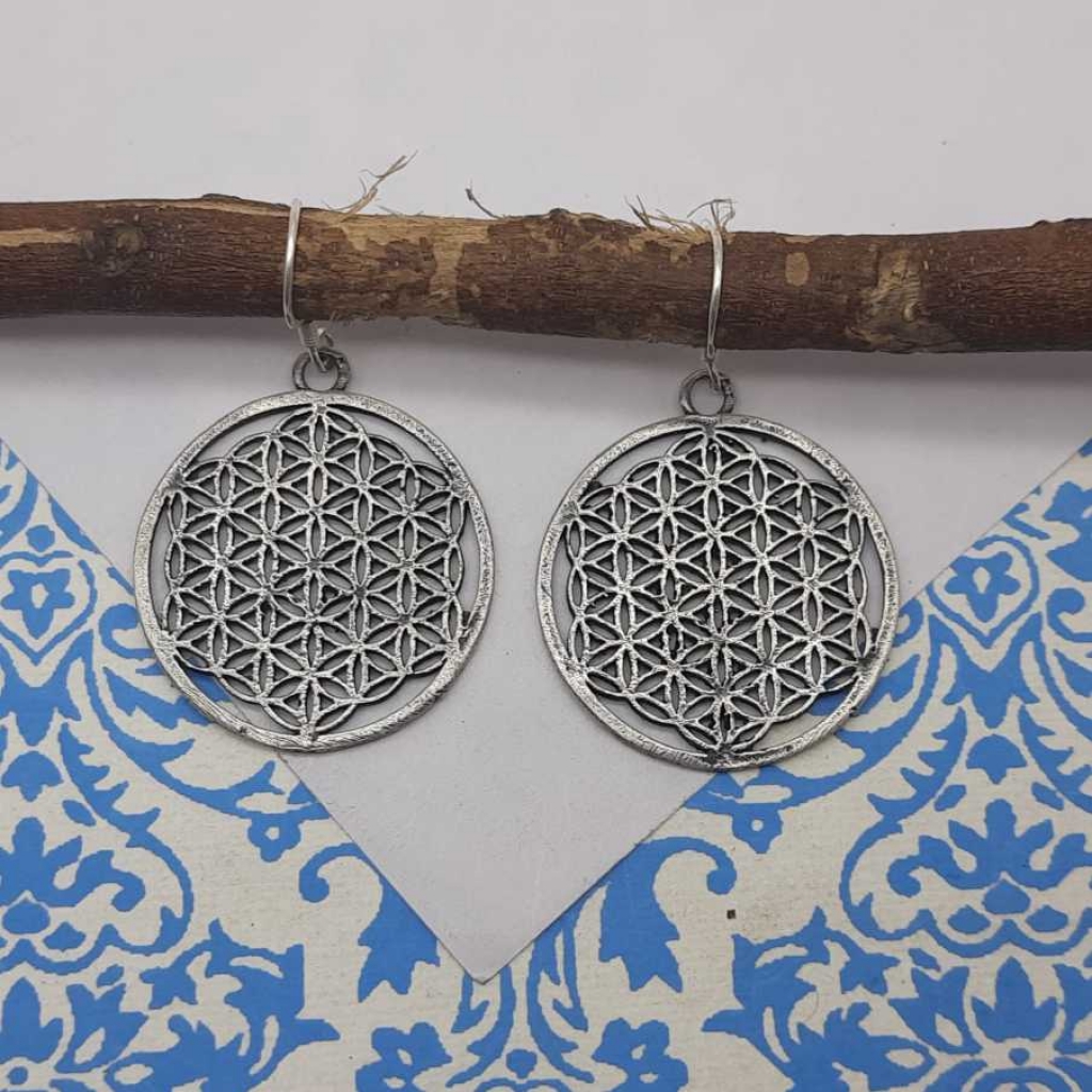 925 Sterling Silver Mandala Spiritual Handmade Silversmith Earrings