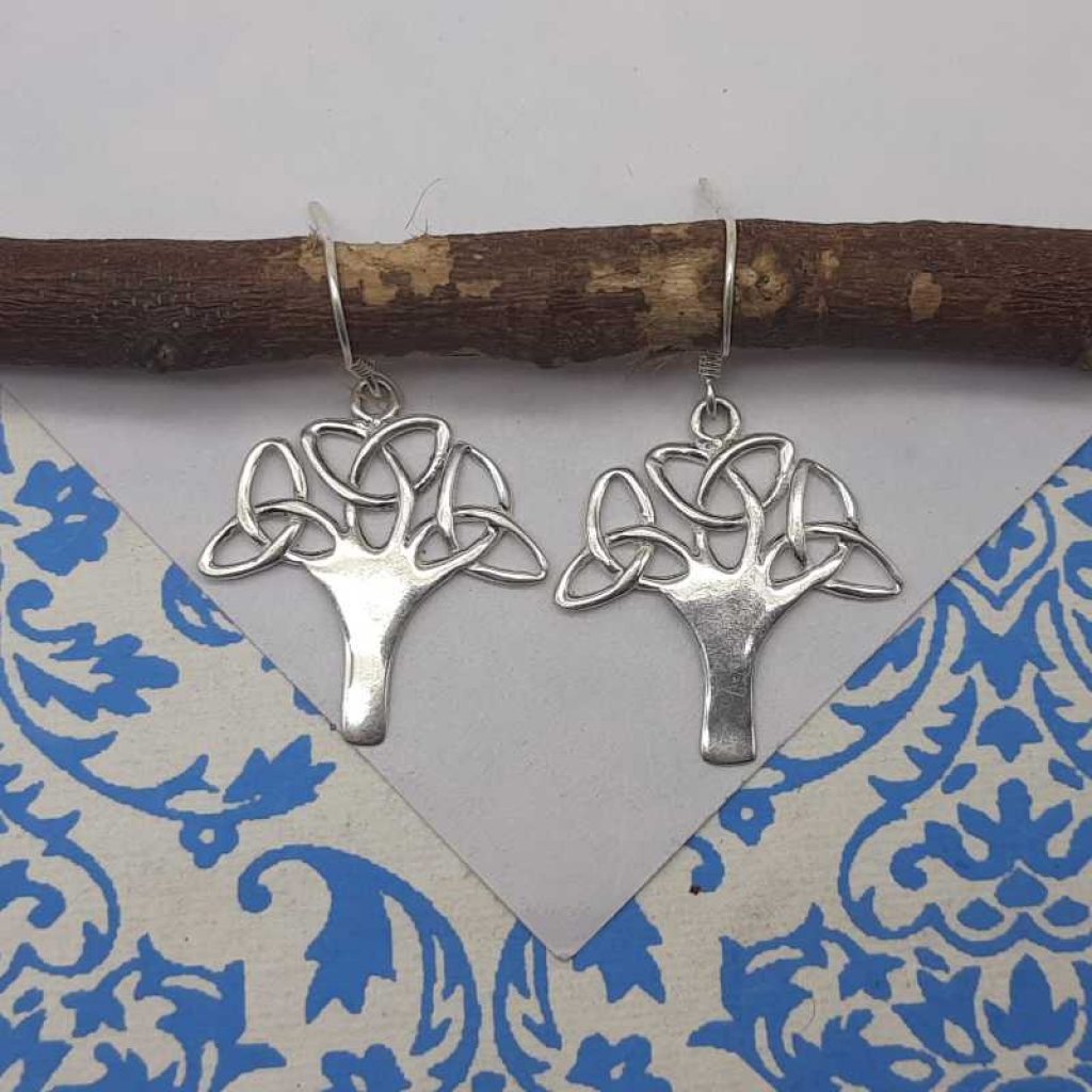 925 Solid Sterling Silver Tree Designer Charm Earrings For Her