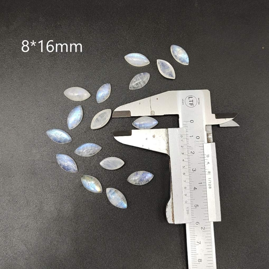 Calibrated 8*16mm Marquise Shape Cabochon  AAA+ Fire Quality Rainbow Moonstone Lot Of 25 pcs