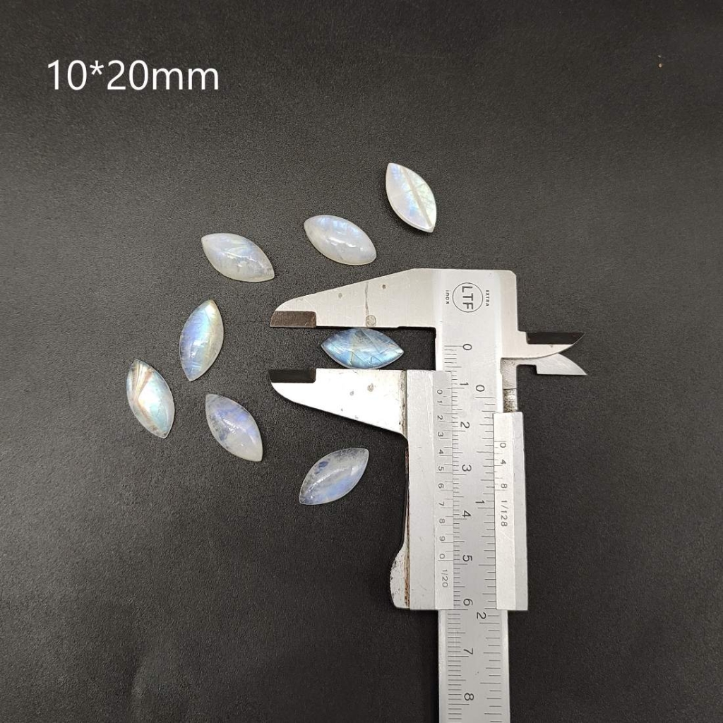 Calibrated 10*20mm Marquise Shape Cabochon  AAA+ Fire Quality Rainbow Moonstone Lot Of 25 pcs