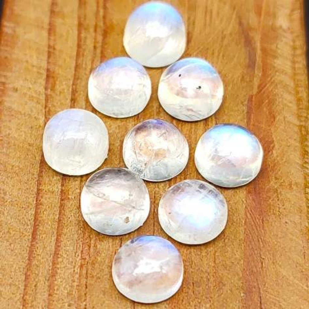 Natural 6mm Round Shape Lot OF 25 pcs Rainbow Moonstone Loose Cabs