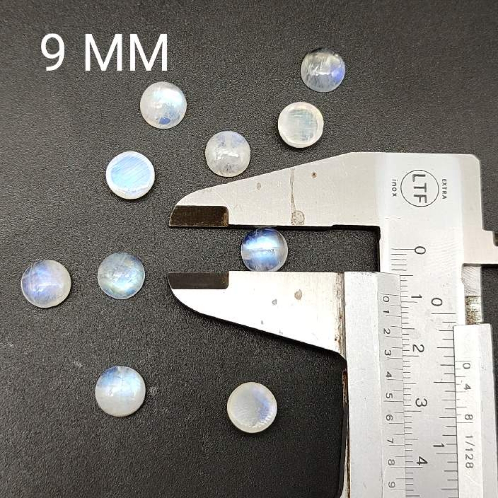 Natural 9mm Round Shape Lot OF 25 pcs Rainbow Moonstone Loose Cabs