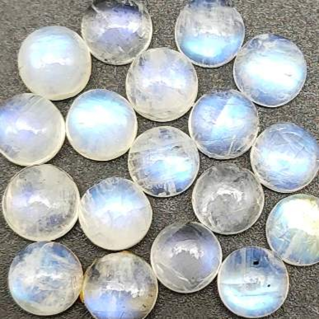 Natural 9mm Round Shape Lot OF 25 pcs Rainbow Moonstone Loose Cabs