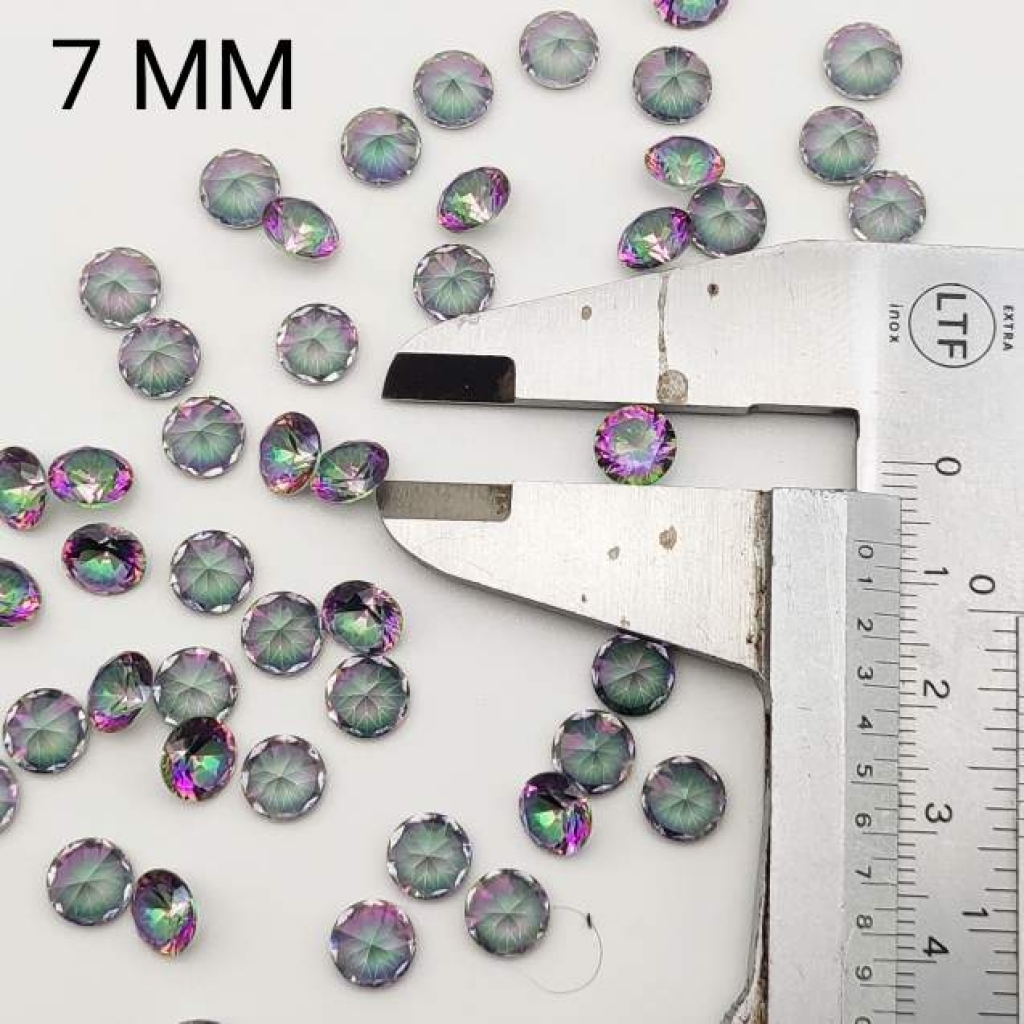 7mm round Shape Faceted Mystic Topaz Loose Gemstone Lot Of 25 pcs