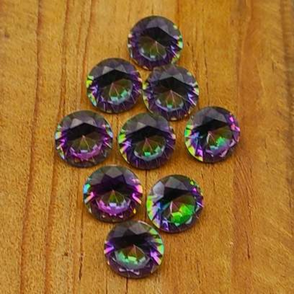 9mm round Shape Faceted Mystic Topaz Loose Gemstone Lot Of 25 pcs