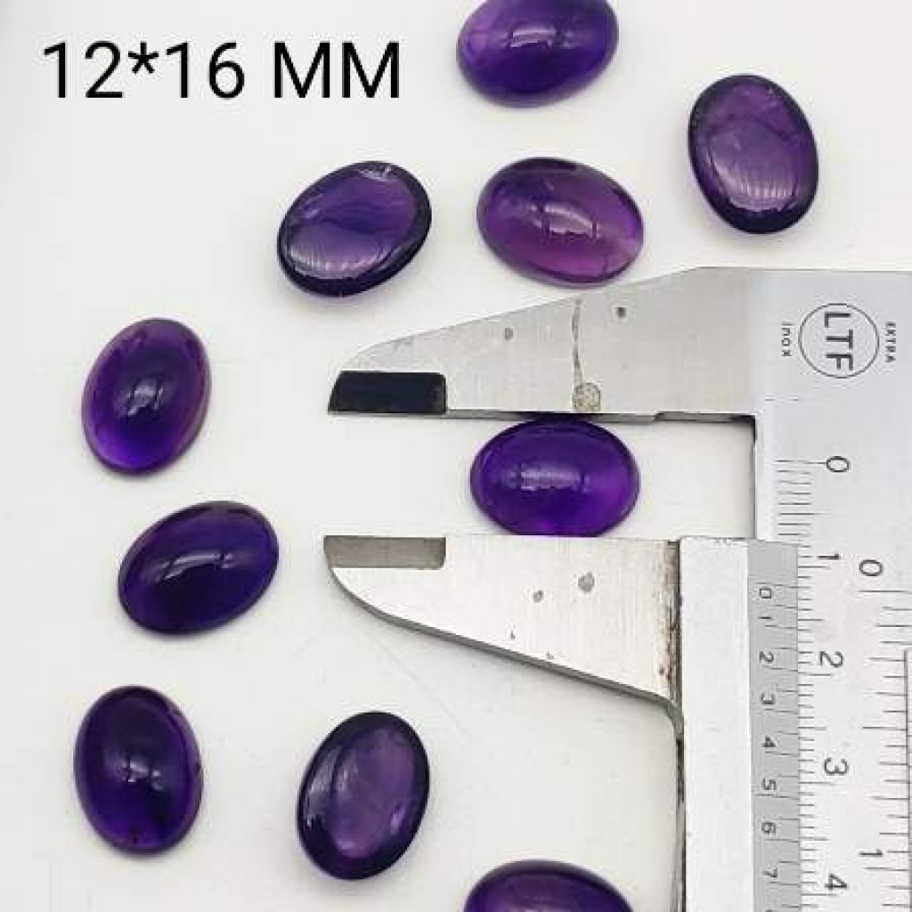 12*16mm Oval Shape Natural Amethyst Cabochons Loose Gemstone Lot Of 25 pcs