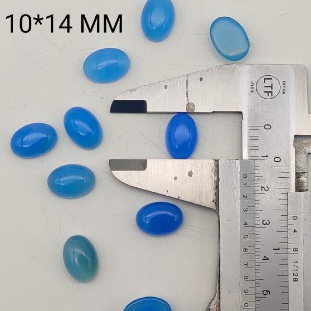 10*14mm Oval  Shape Handpolished Aqua Chalcy Loose Gemstone Lot Of 25 pcs