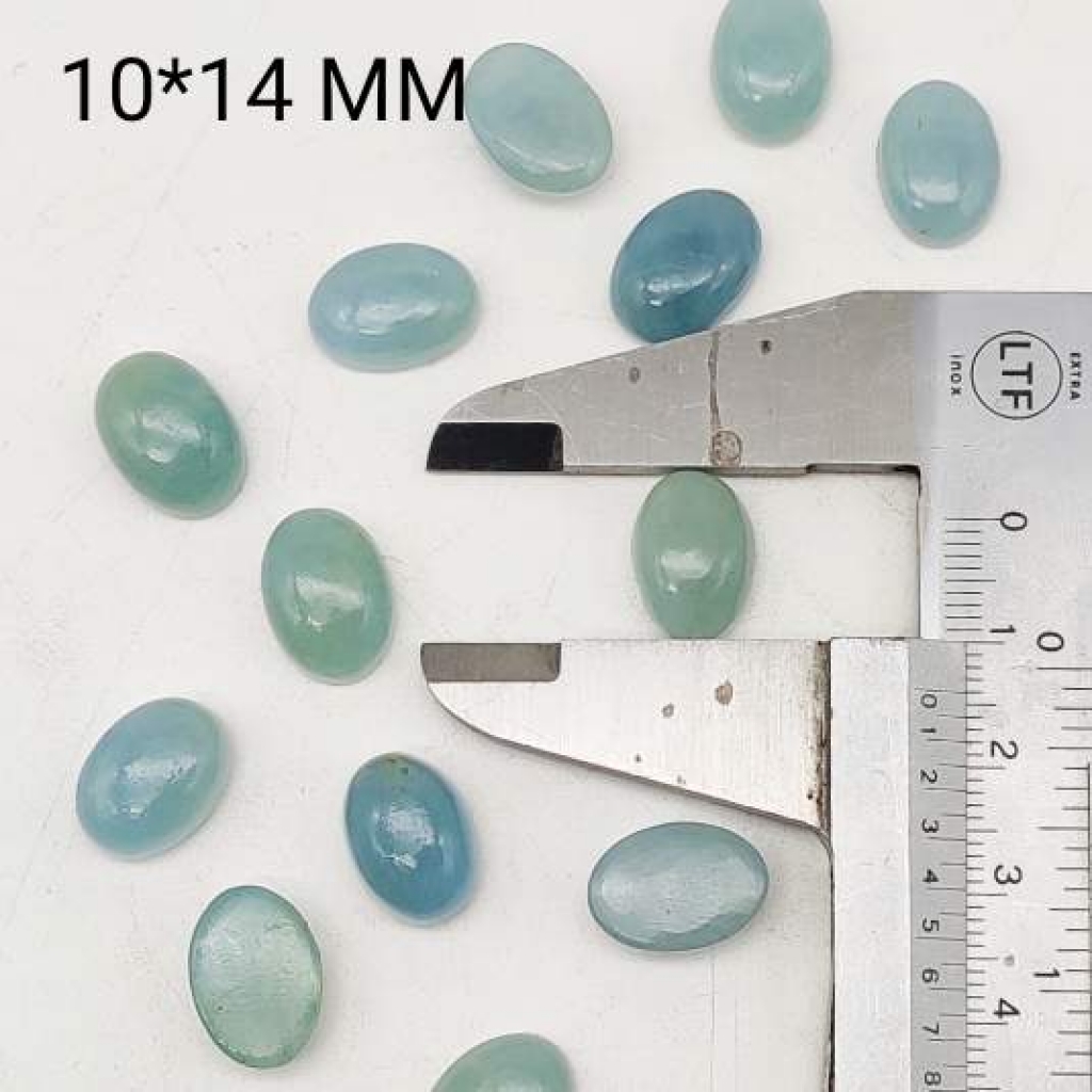 10*14mm Oval  Shape Handpolished Aqua Marine Loose Gemstone Lot Of 25 pcs