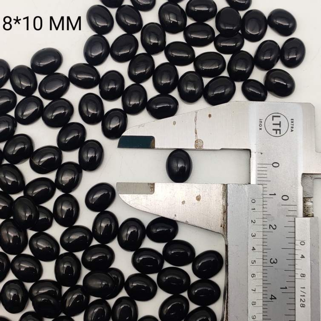 8*10mm Oval  Shape Handpolished Black Onyx Loose Gemstone Lot Of 25 pcs