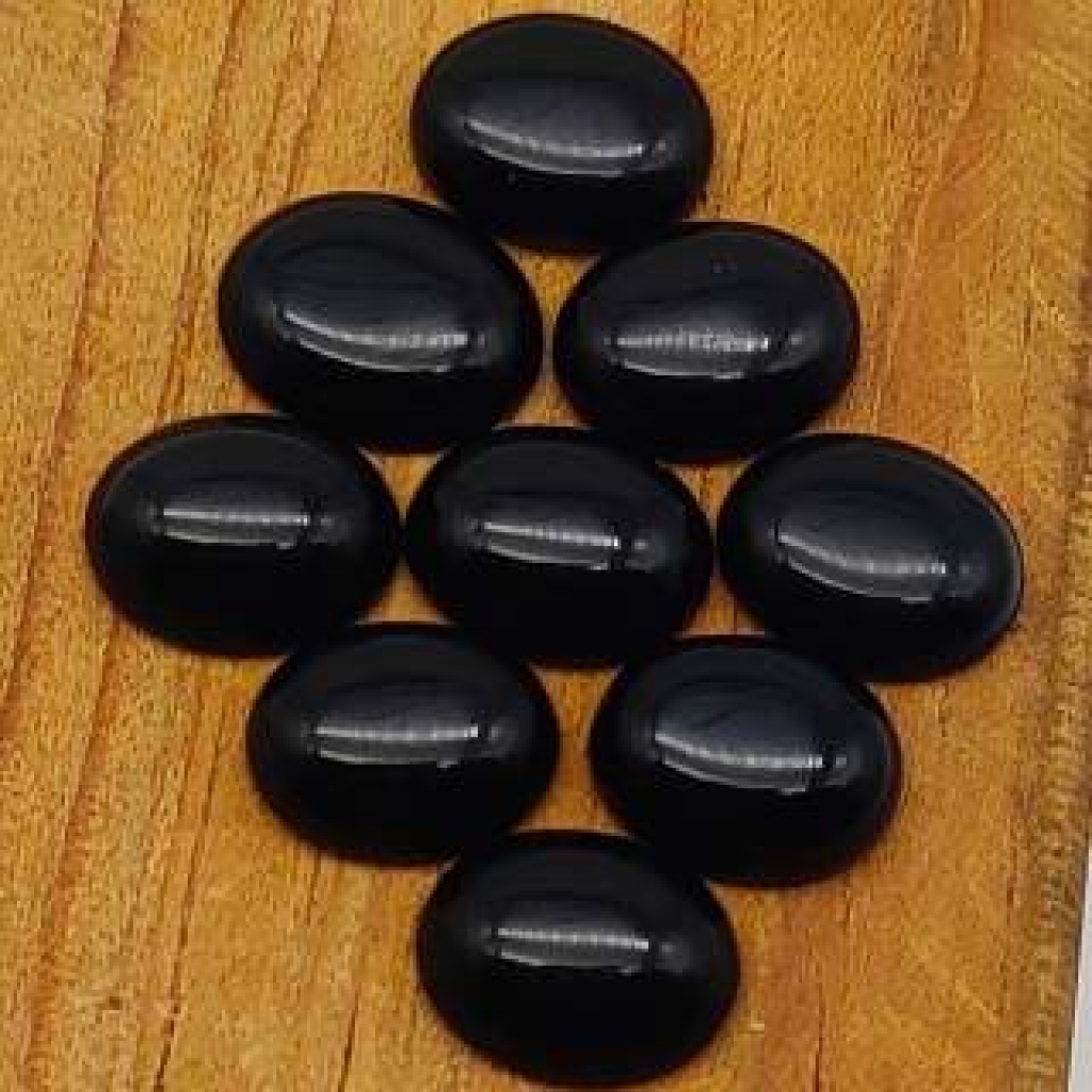 13*18mm Oval  Shape Handpolished Black Onyx Loose Gemstone Lot Of 25 pcs
