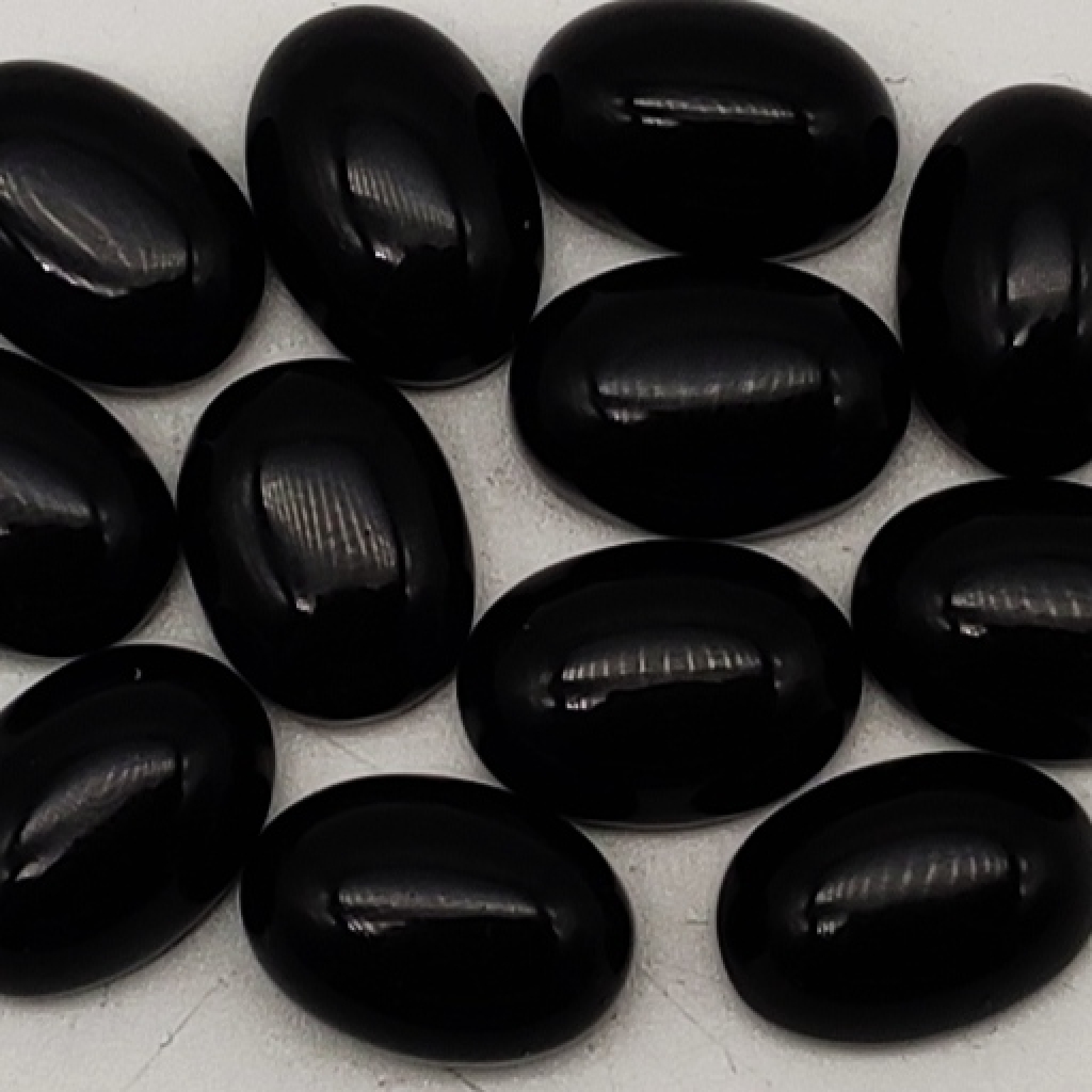 10*14mm Oval  Shape Handpolished Black Onyx Loose Gemstone Lot Of 25 pcs