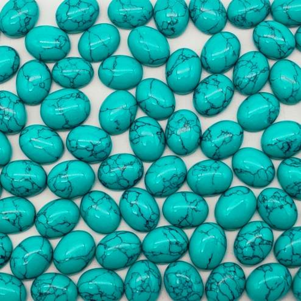 8*10mm Oval Shape Loose Manmade Turquoise Gemstone AAA+ Quality Calibrated Cabs