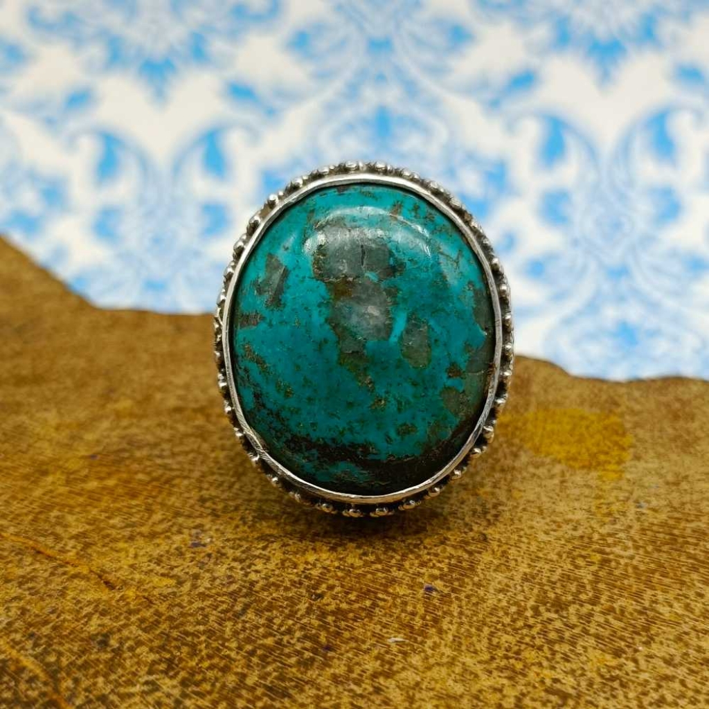 Arizona Mohave Turquoise Gemstone 925 Silver Boho Unique Design Work Ring