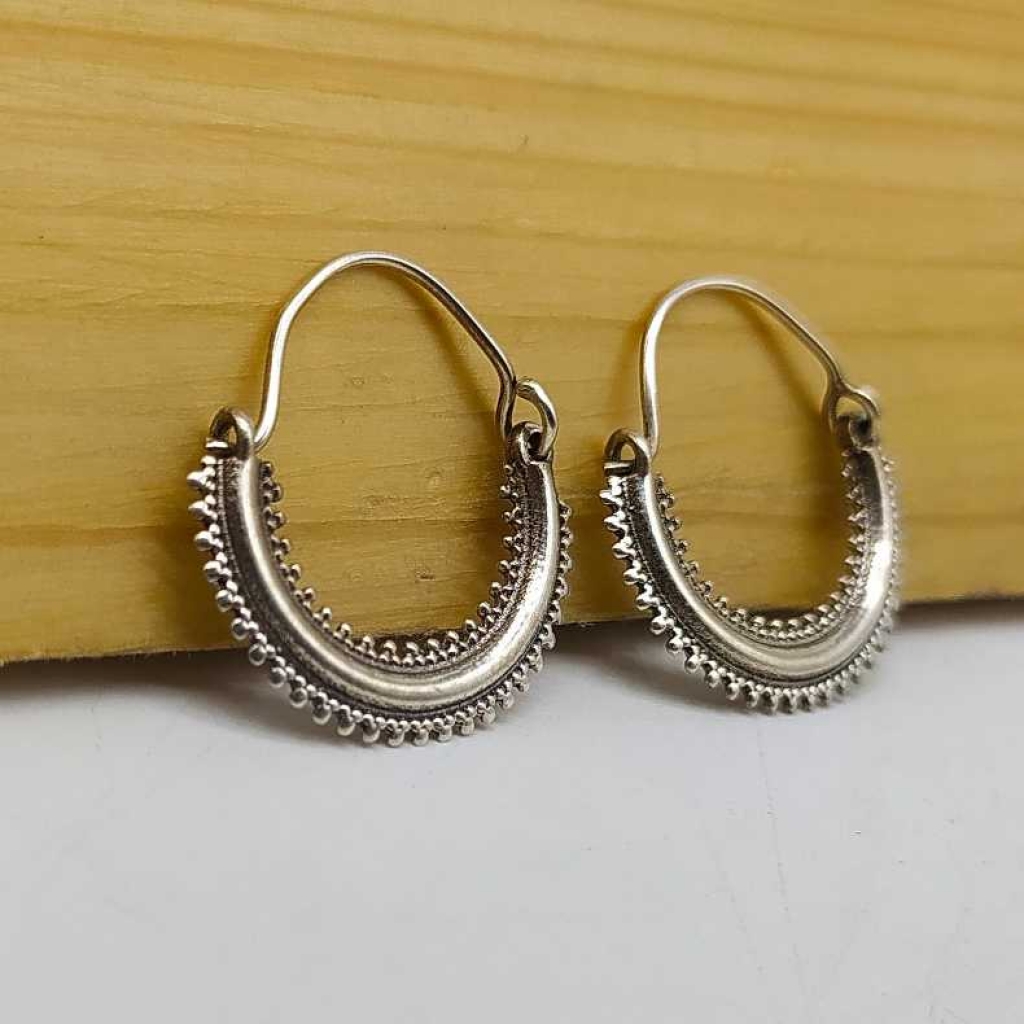 925 Sterling Silver Sun Shape Hoop Earring Jewelry