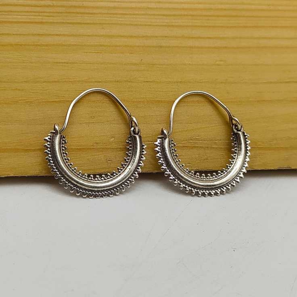 925 Sterling Silver Sun Shape Hoop Earring Jewelry