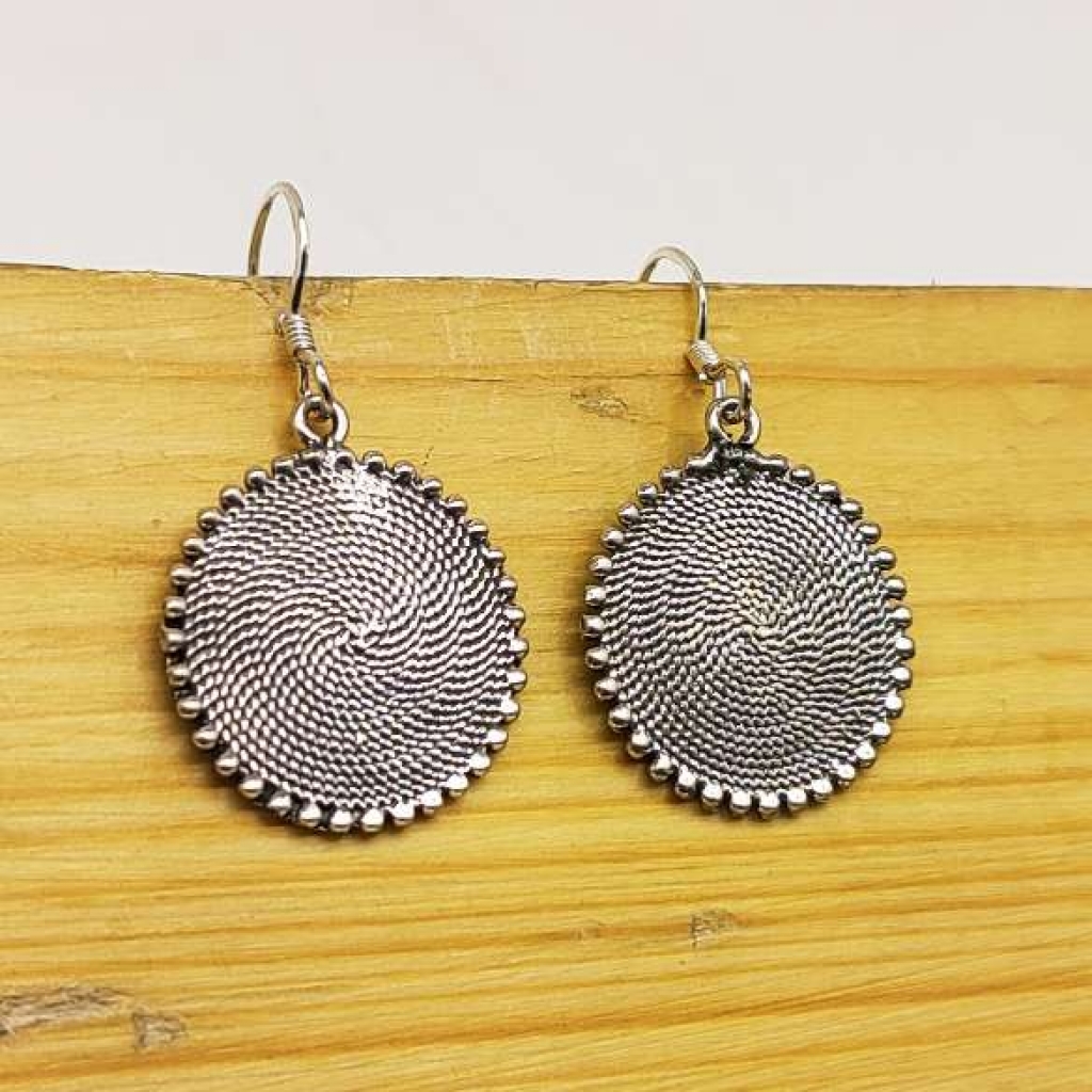 925 Sterling Silver Wheel Shape Handmade Earring Jewelry