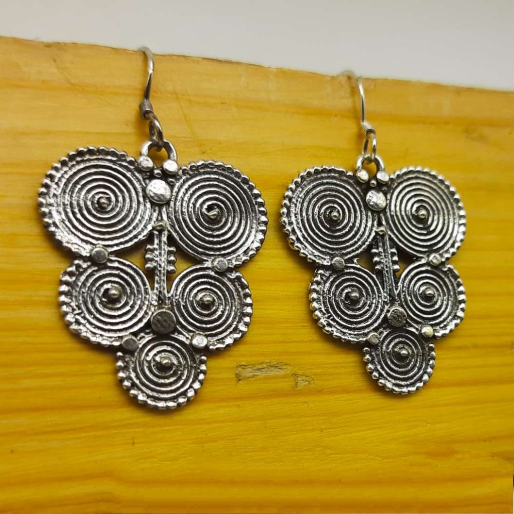 925 Sterling Silver Handmade Coin Bunch Shapes Earring Jewelry