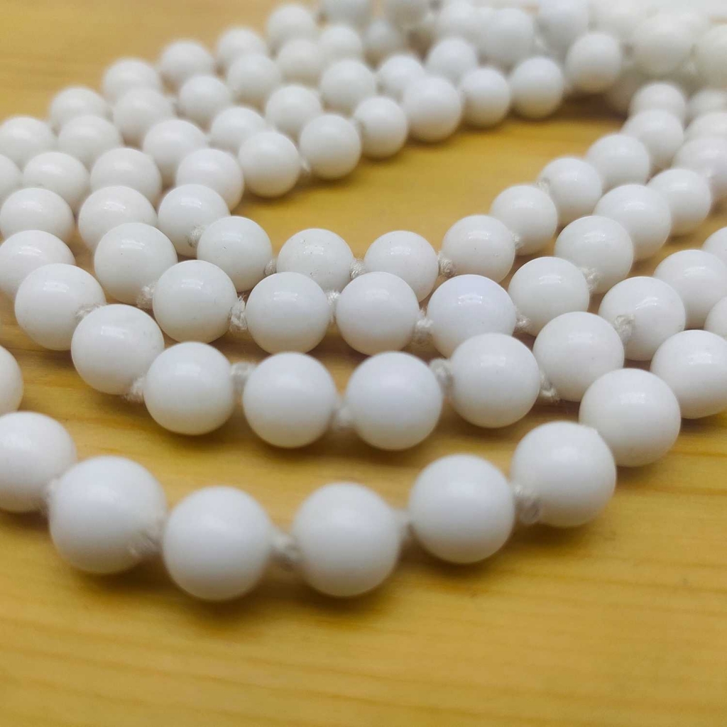 Natural Howlite Gemstone Handknotted 108 Beads Healing  Japa Mala