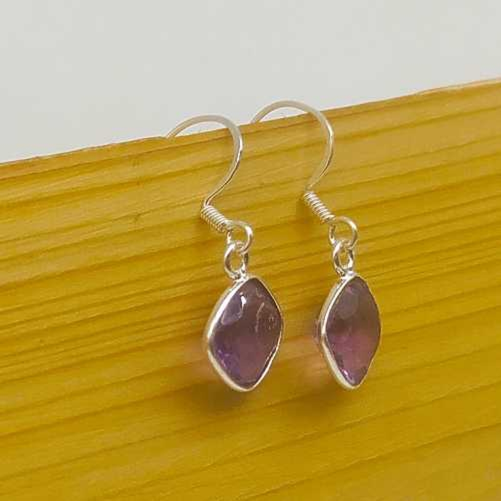 925 Sterling Silver  Amethyst Gemstone Boho Earring