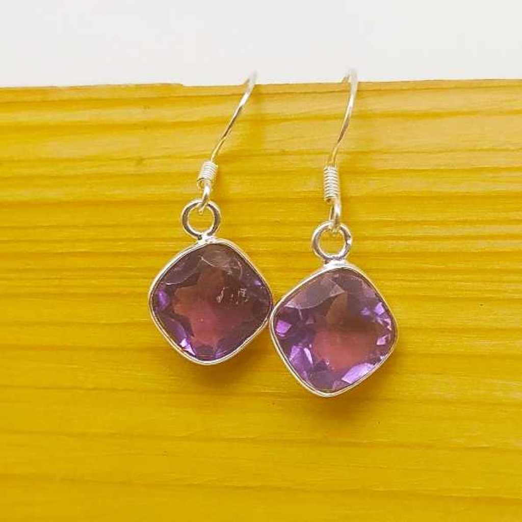 925 Sterling Silver  Amethyst Gemstone Boho Earring