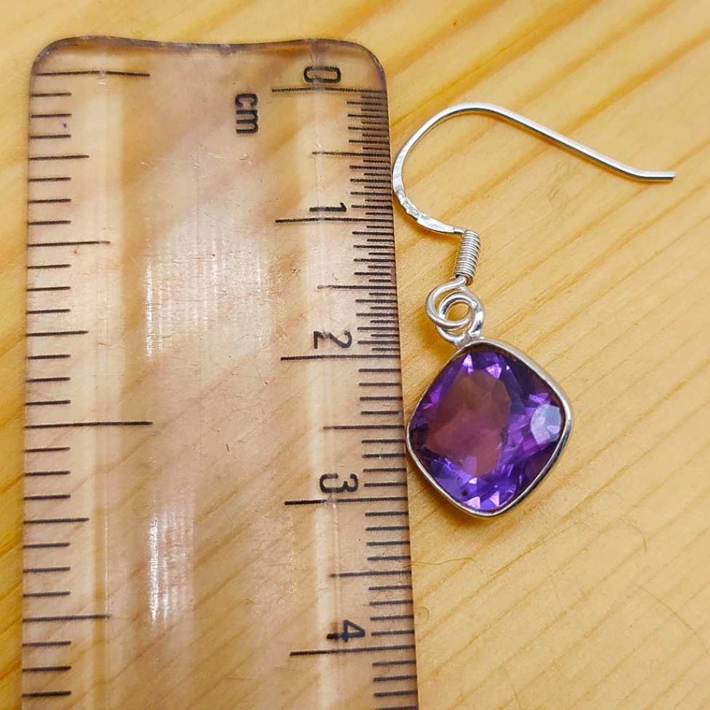 925 Sterling Silver  Amethyst Gemstone Boho Earring